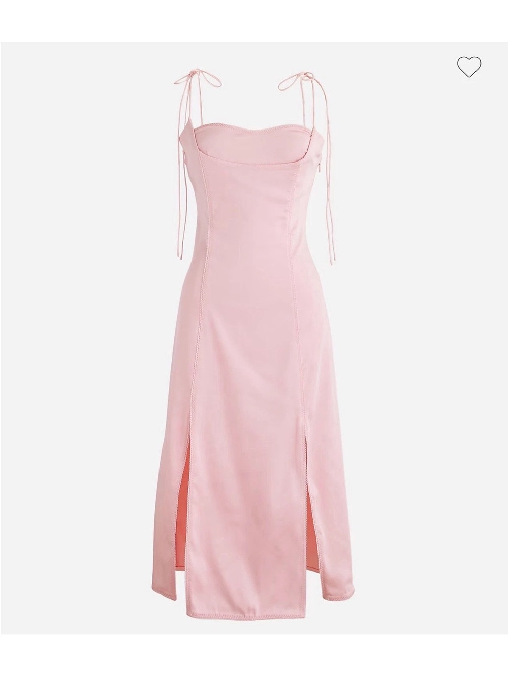 Anna October J.Crew Pink Satin Midi Dress Tie Shoulder Slit Scallop Trim Size 6